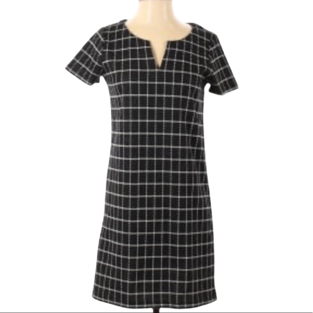 Jane and Delancey Black & Cream Plaid Tunic Dress Size L